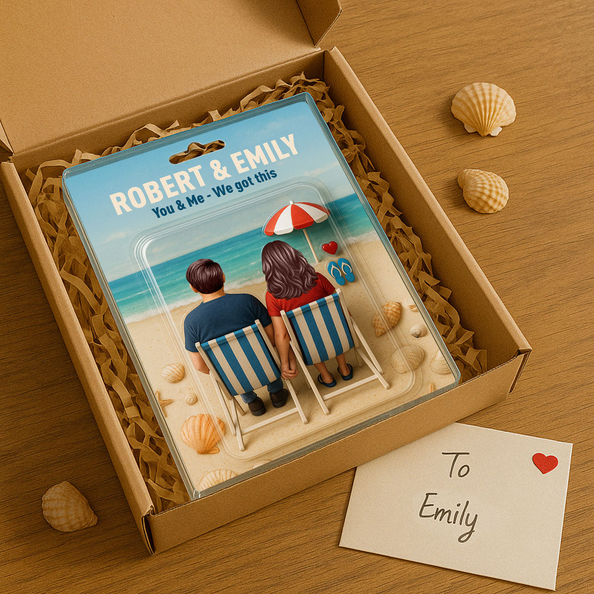 You & Me We Got This Couple At Beach Realistic Figures Style Personalized Acrylic Block Plaque