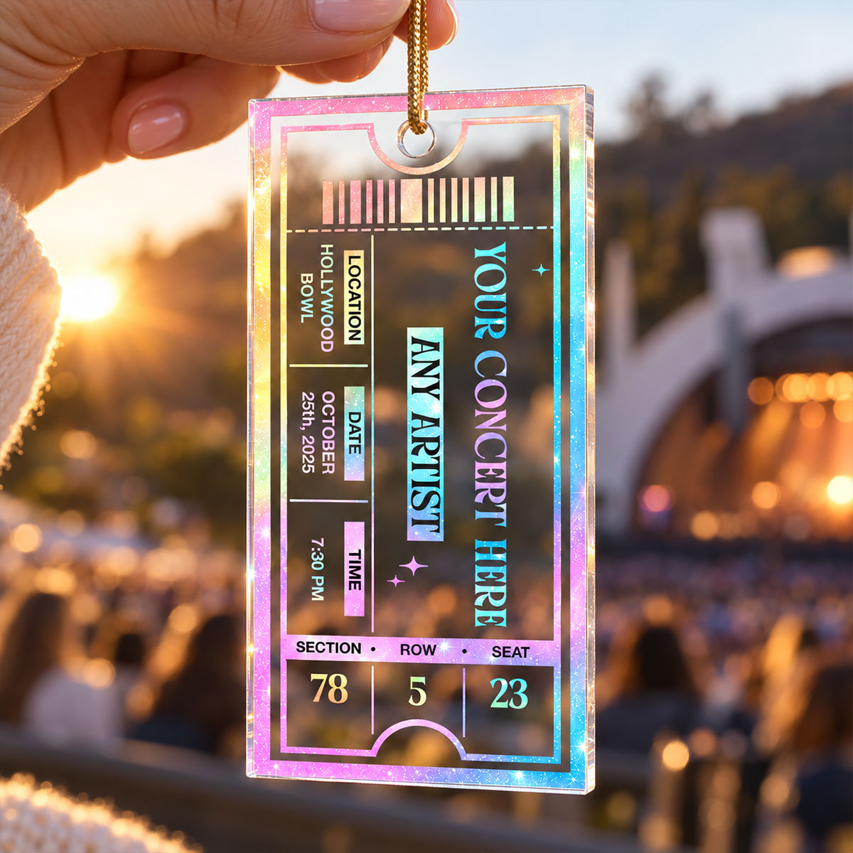 Concert Ticket - Personalized Acrylic Ornament - Music Keepsake, Gift for Couple or Friend