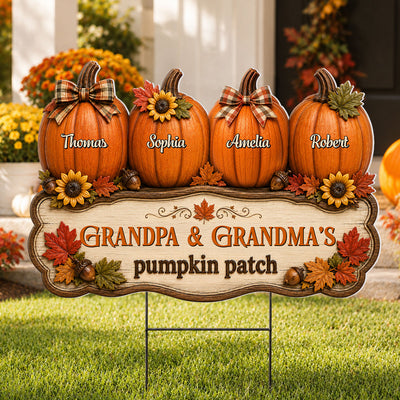 Cozy Fall Vibe Grandpa Grandma's Pumpkin Patch - Personalized Yard Sign - Fall Decor For Grandparents