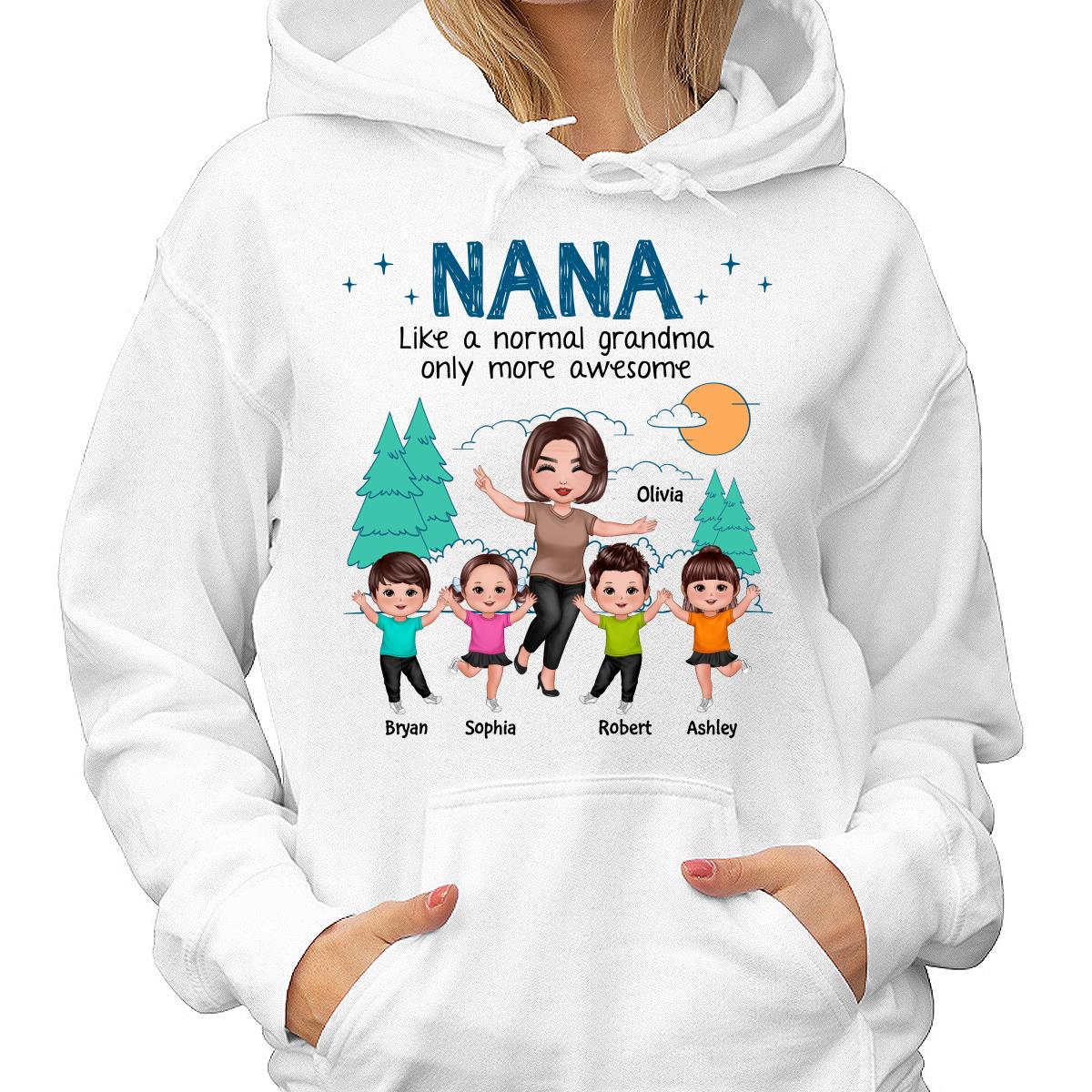 Happy Doll Grandma Grandkids Outline Background Personalized Shirt
