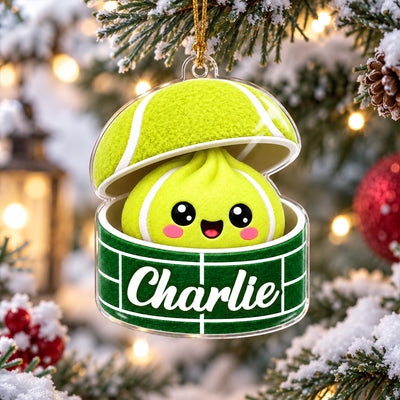 Custom Tennis Dumpling Squishy Style - Personalized Acrylic Ornament - Christmas Gift for Son, Daughter, Grandkids