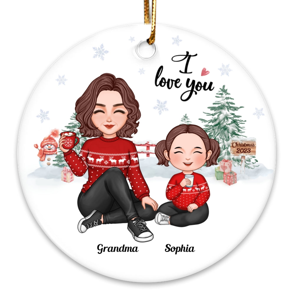 Grandma Love You Gift For Grandson Granddaughter Cute Grandma Grandkid Personalized Circle Ornament