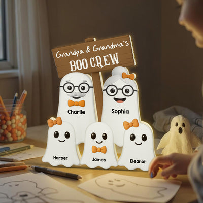 Halloween Grandma Grandpa Grandkids Boo Crew Personalized LED Light Box