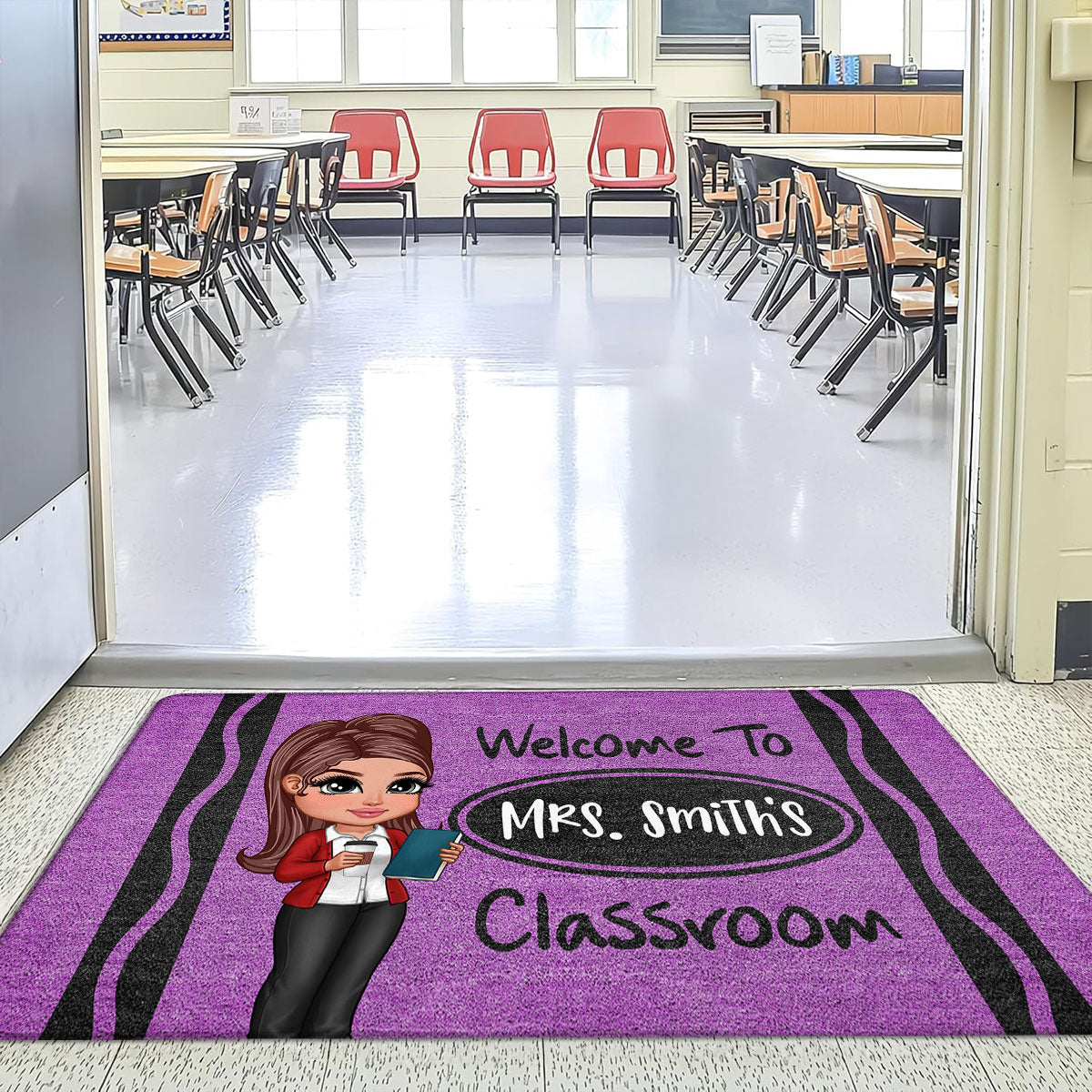 Y2K Teacher Crayon Welcome To Classroom Personalized Doormat