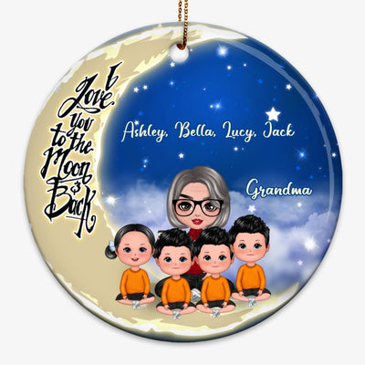 Doll Grandma Grandkids On Moon Personalized Circle Ornament