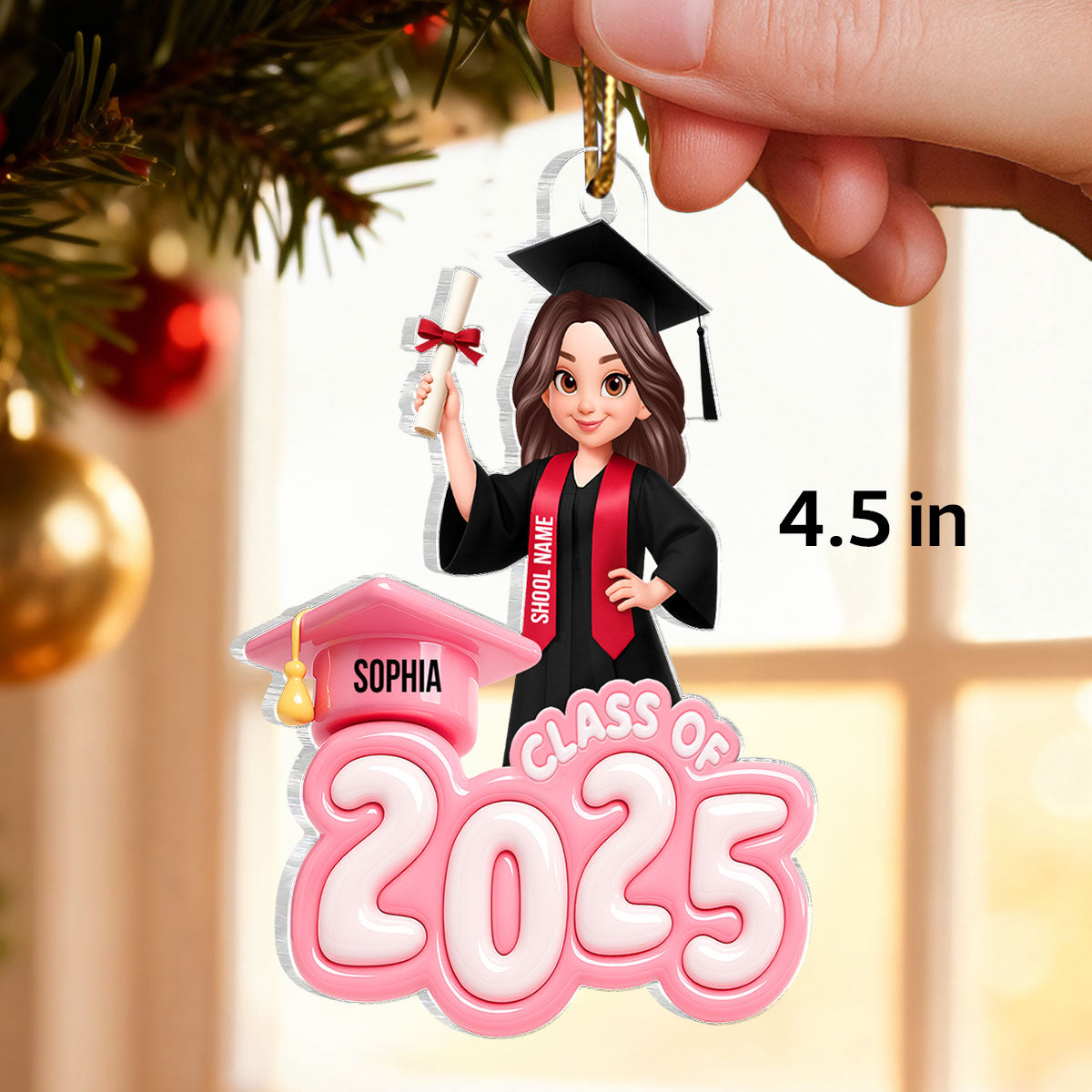 Class of 2025 3D Inflated Pastel Color - Personalized Acrylic Ornament - Christmas Gift for Senior