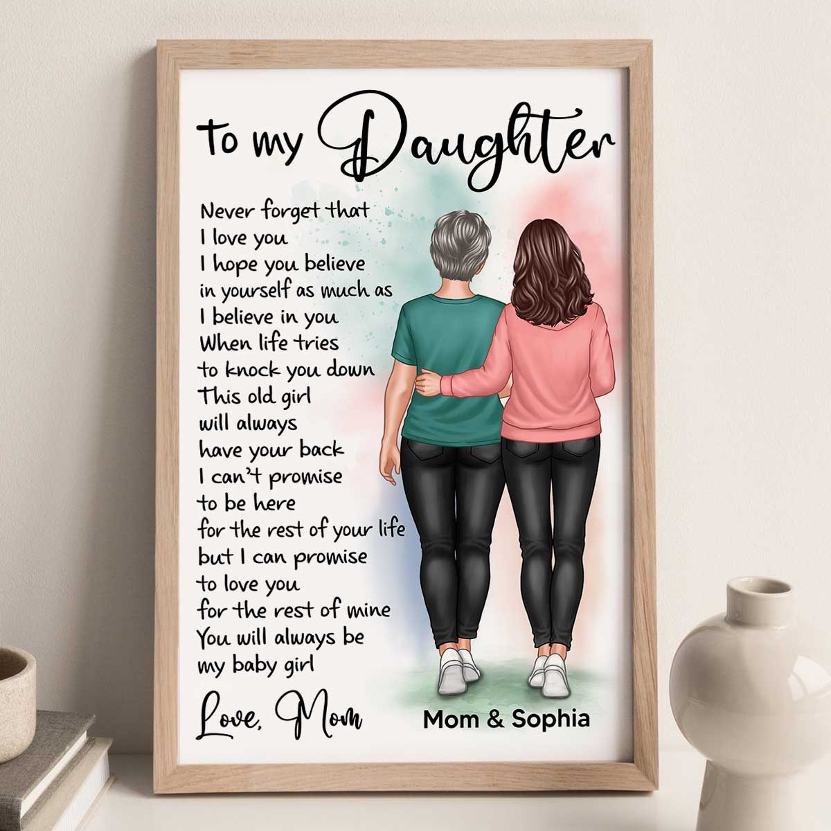 Mom And Daughter Walking To My Daughter Personalized Vertical Poster