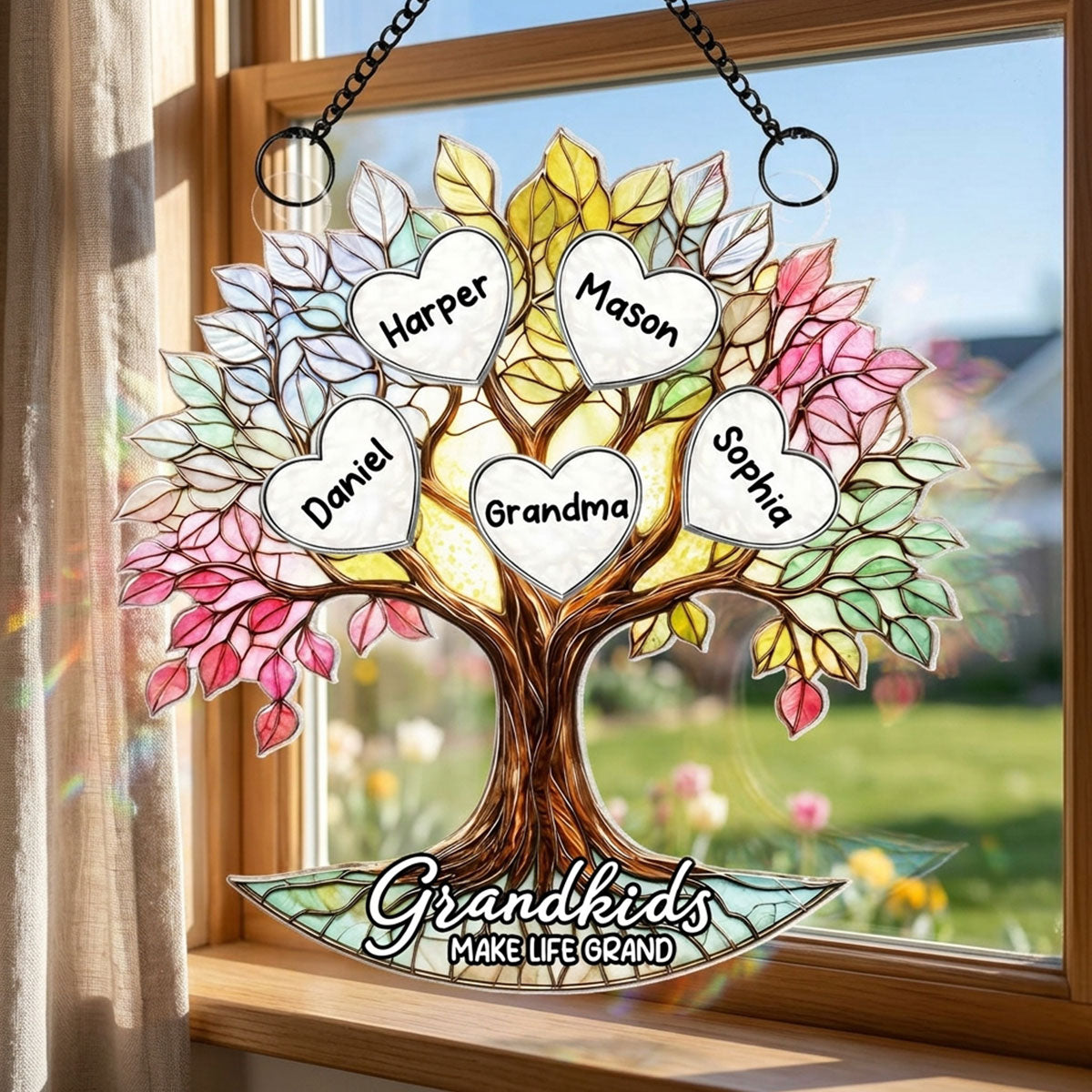 Grandkids Heart Grandma Tree Of Life - Personalized Suncatcher - Mother's Day Gift For Grandma