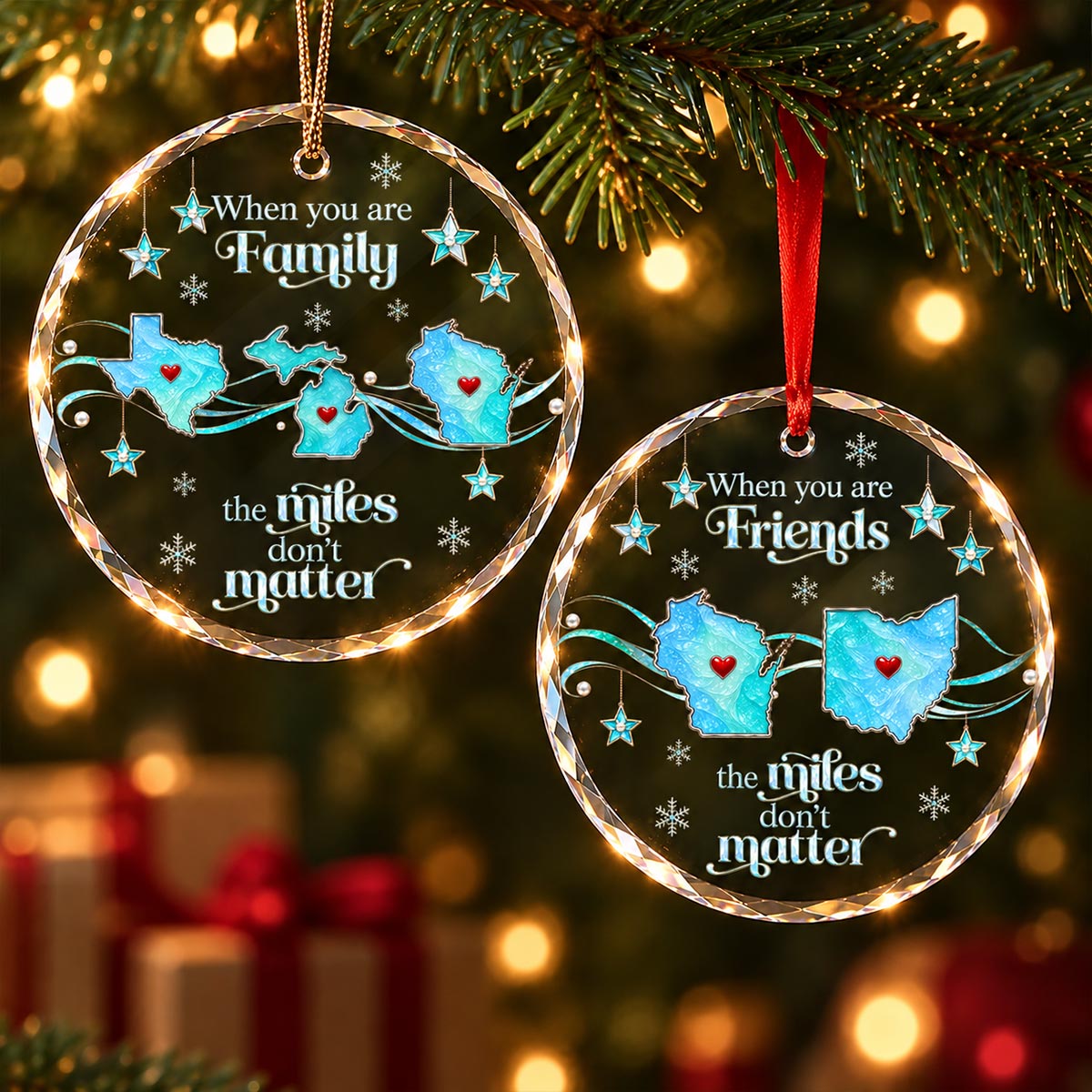 Long Distance Gift - Personalized Glass Ornament - Heartfelt Christmas Gift for Family, Friends, Sisters, Besties