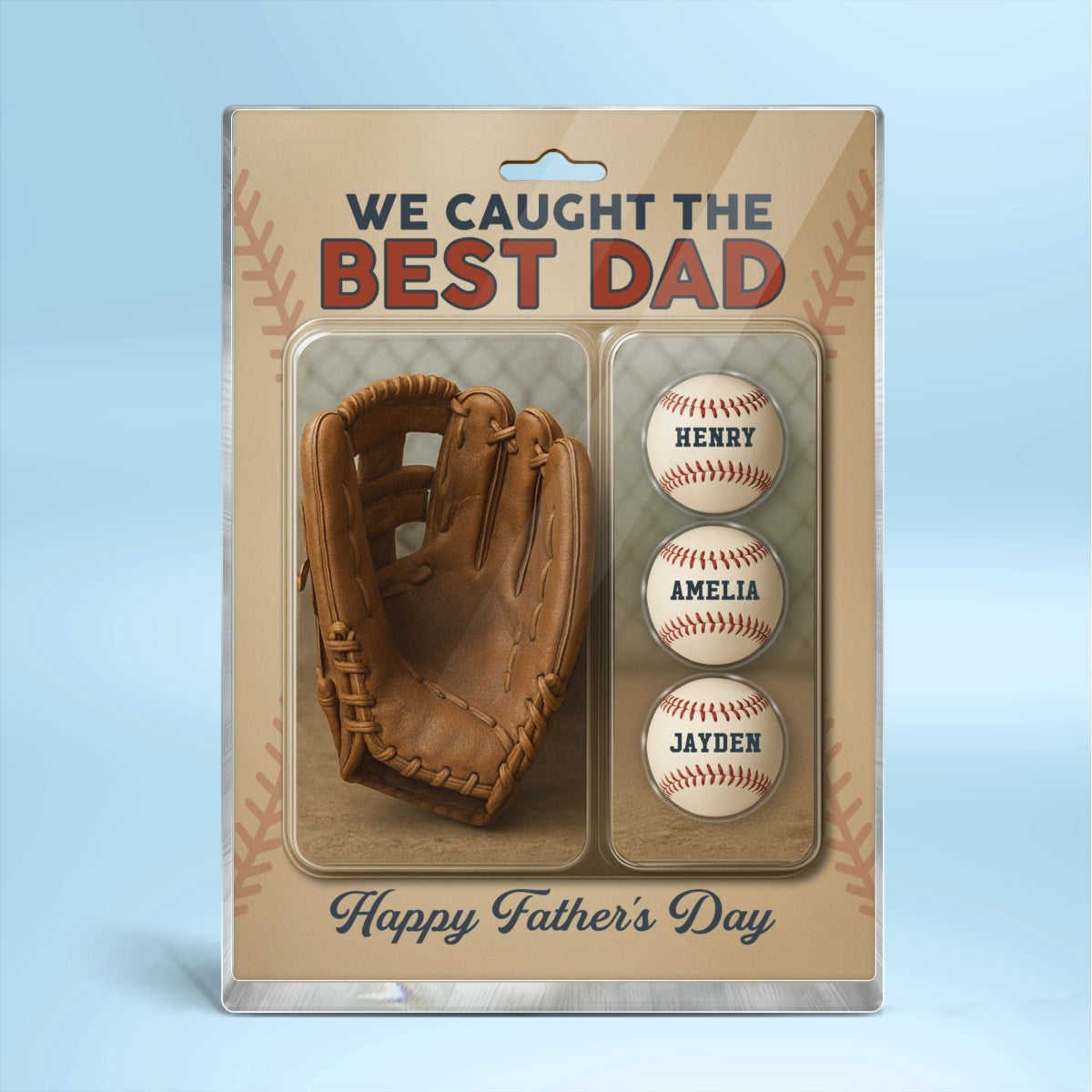 We Caught The Best Dad Grandpa Baseball & Glove Figures Style - Personalized Acrylic Block Plaque - Gift For Dad, Gift For Husband, Gift For Grandpa
