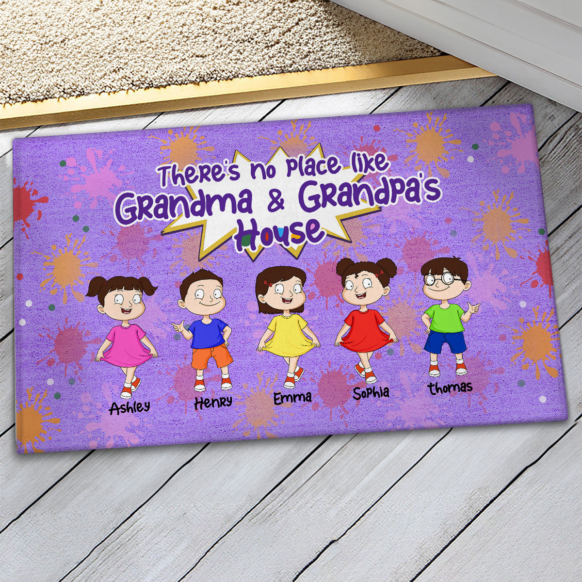 No Place Like Grandparents House Adorable Kids Personalized Doormat