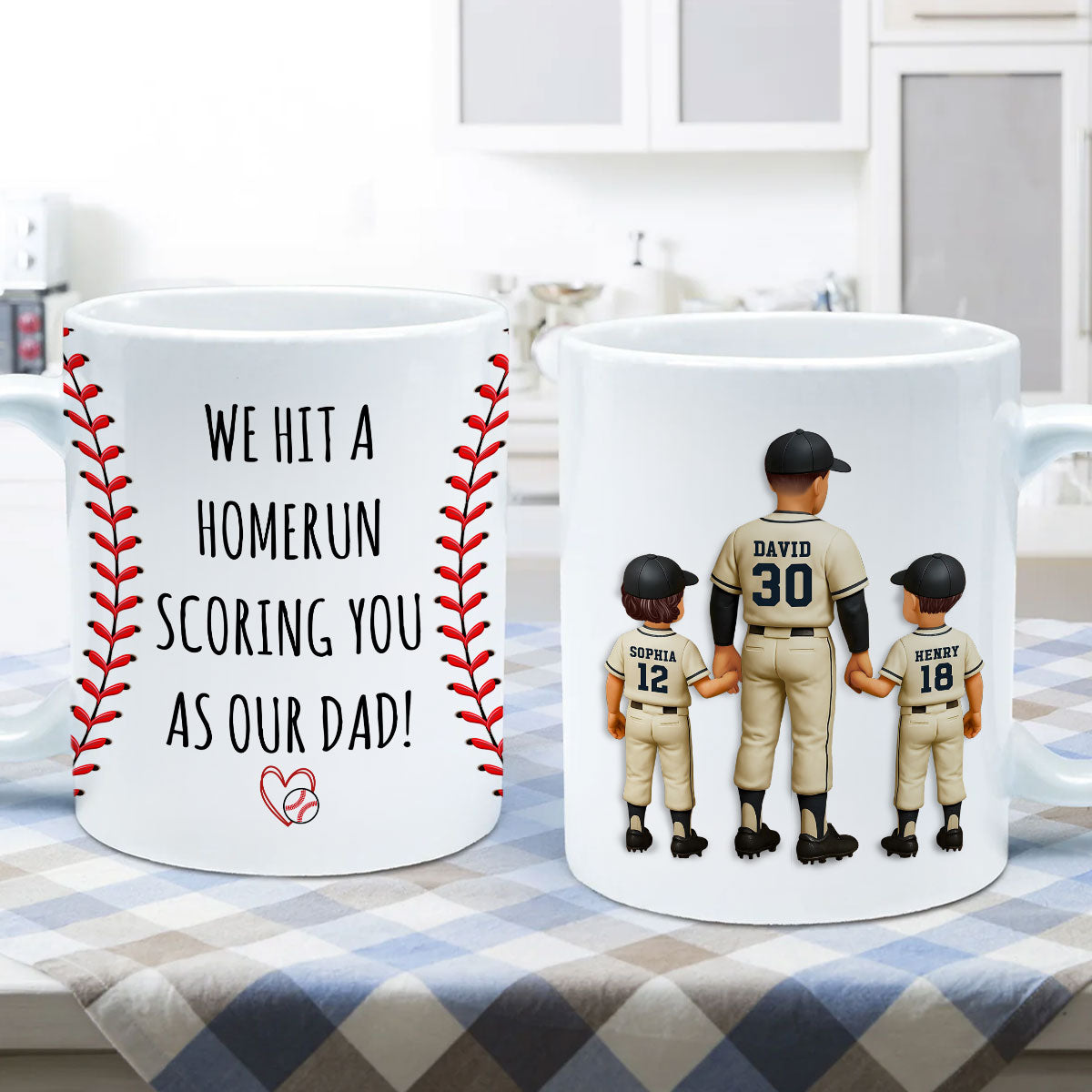 I Hit a Home Run Scoring You as my Dad Personalized Mug, Father's Day Gift for Baseball Dad