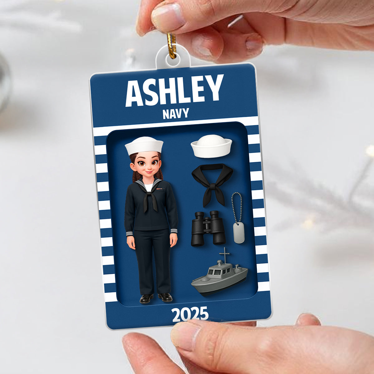 Navy Action Figure 3D Effect - Personalized Acrylic Ornament - Special Gift For Navy