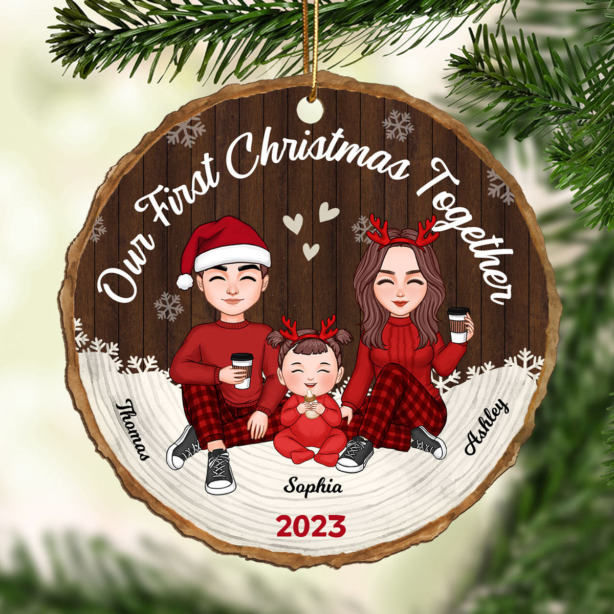 Our First Christmas Together New Baby First Christmas Dad Mom Baby Personalized Wooden Ornament