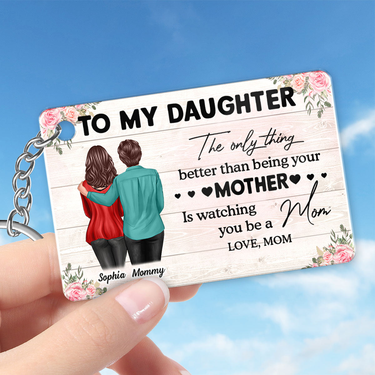 To My Daughter From Mom - Personalized Acrylic Keychain - Heartfelt Gift For Daughter