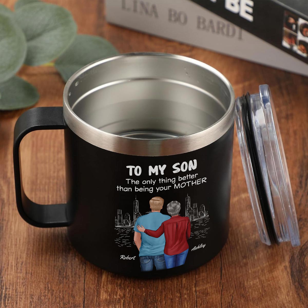 From Mom Dad To Son Watching You Be A Dad Personalized Stainless Steel Tumbler With Handle, Gift For Son