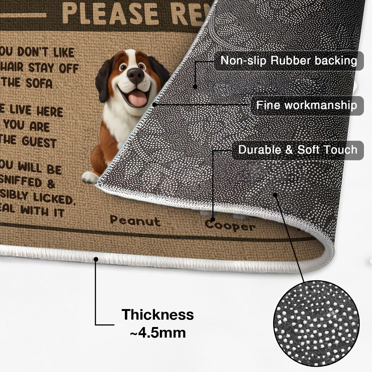 3D Effect Cartoon Dogs When Visiting My House Please Remember Personalized Doormat
