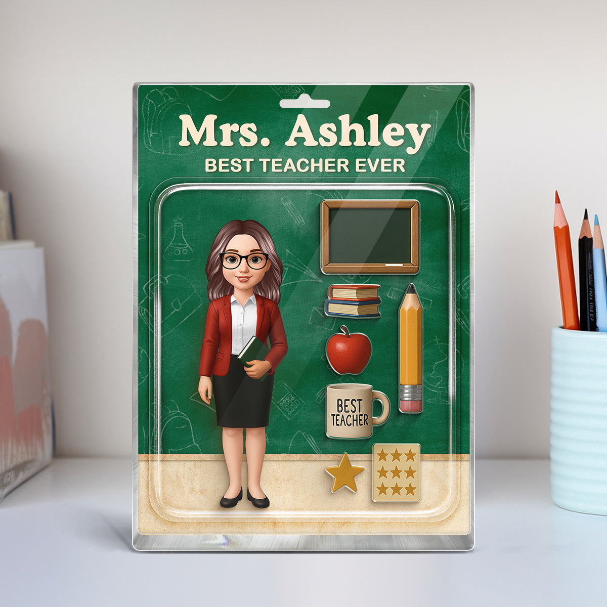 Teacher Action Figure Personalized Acrylic Block, Back To School Gift, Teacher Appreciation Gift