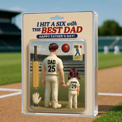 Hit A Six With The Best Dad Cricket Dad - Personalized Acrylic Block Plaque - Father's Day Gift