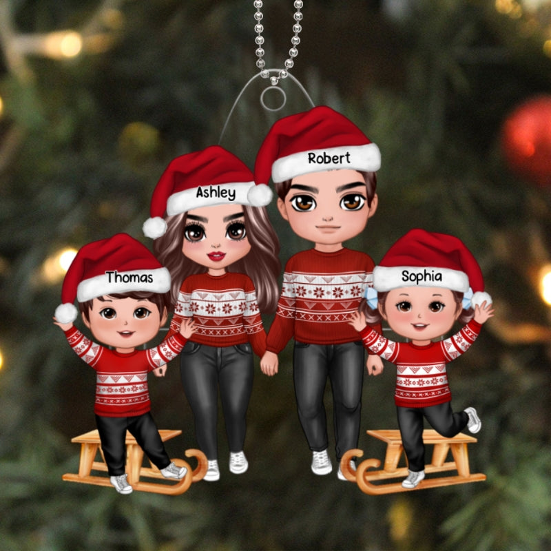 Happy Doll Family Christmas Gift Personalized Acrylic Ornament