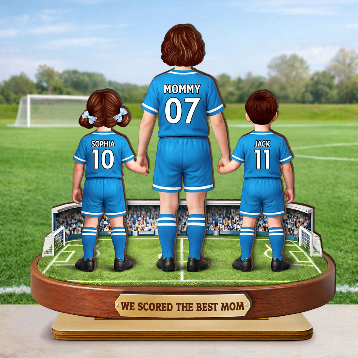 We Scored The Best Mom Soccer Mom Kids - Personalized 2-Layered Wooden Plaque - Mother's Day Gift For Soccer Mom, Gift For Wife