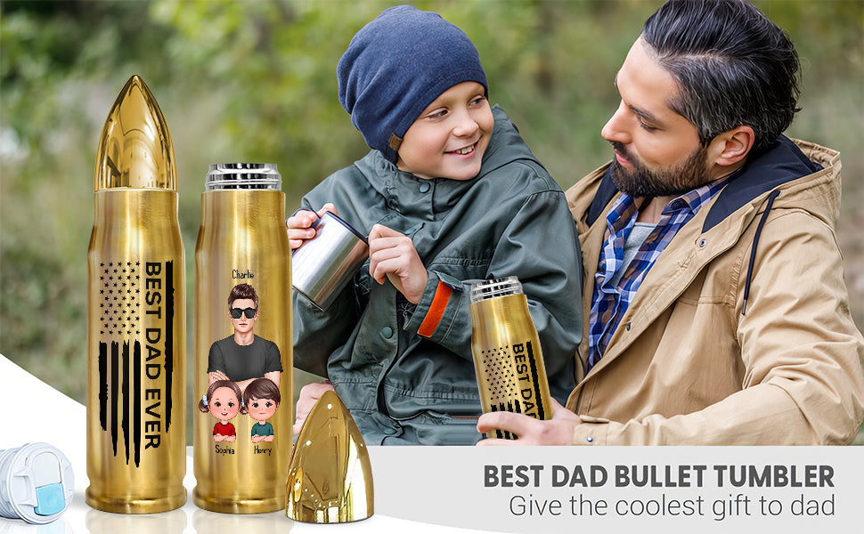 Best Dad Grandpa Ever Nation Flag Dad And Kids Personalized Bullet Tumbler