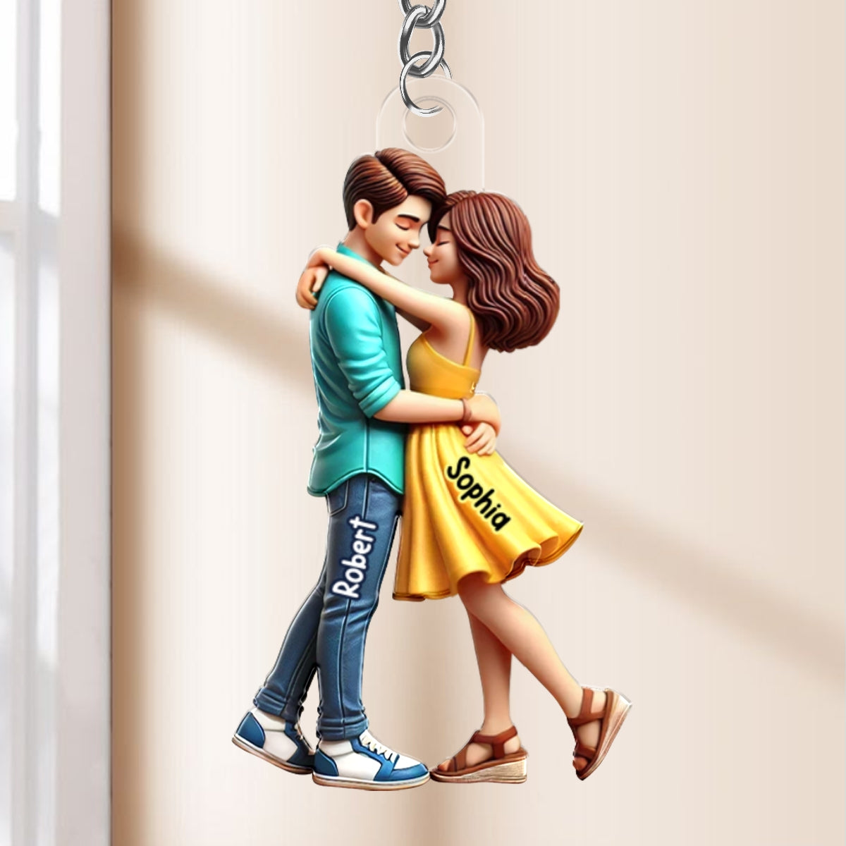 3D Effect Couple Hugging Personalized Acrylic Keychain, Heartfelt  Gift For Couple, For Him, For Her, Boyfriend, Girlfriend, Husband, Wife