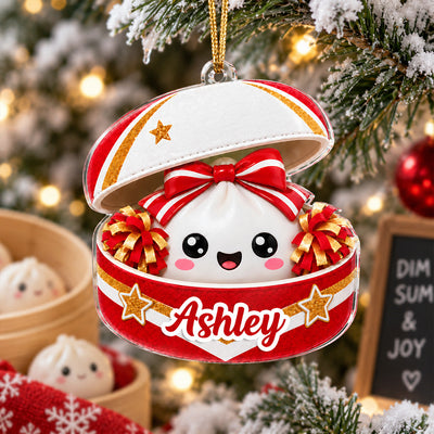 Custom Cheerleading Dumpling Squishy Style - Personalized Acrylic Ornament - Christmas Gift for Daughter, Granddaughter, Niece