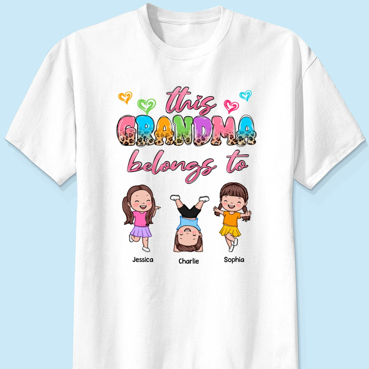 This Grandma Mom Colorful Half Leopard Cute Kids Personalized Shirt