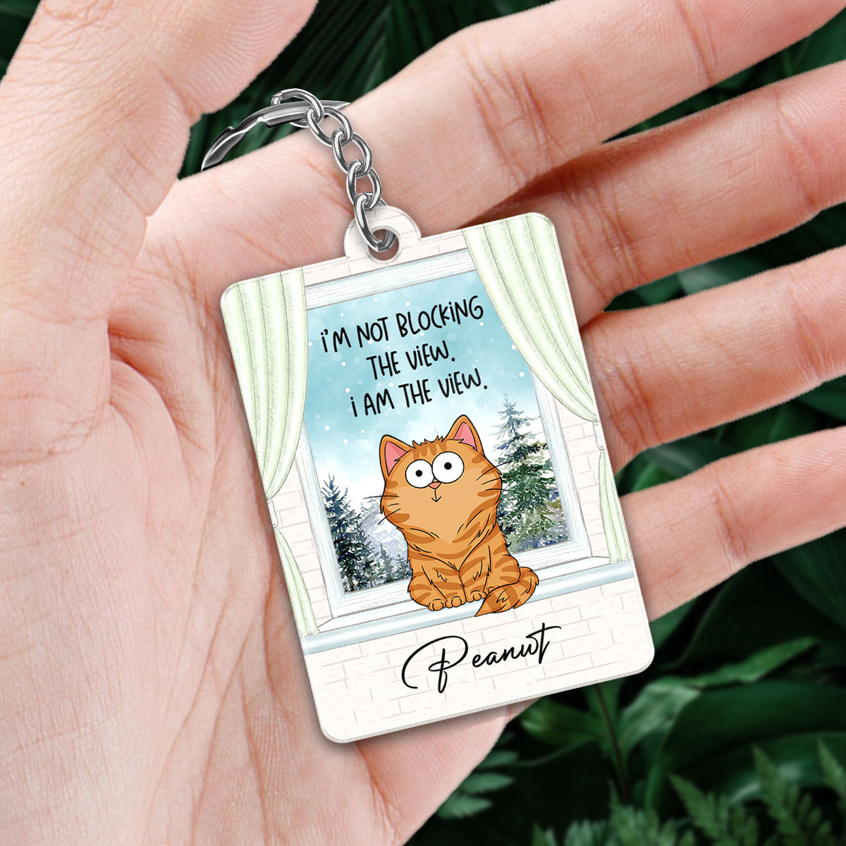 I‘m Not Blocking The View Funny Cats Expressions Personalized Keychain