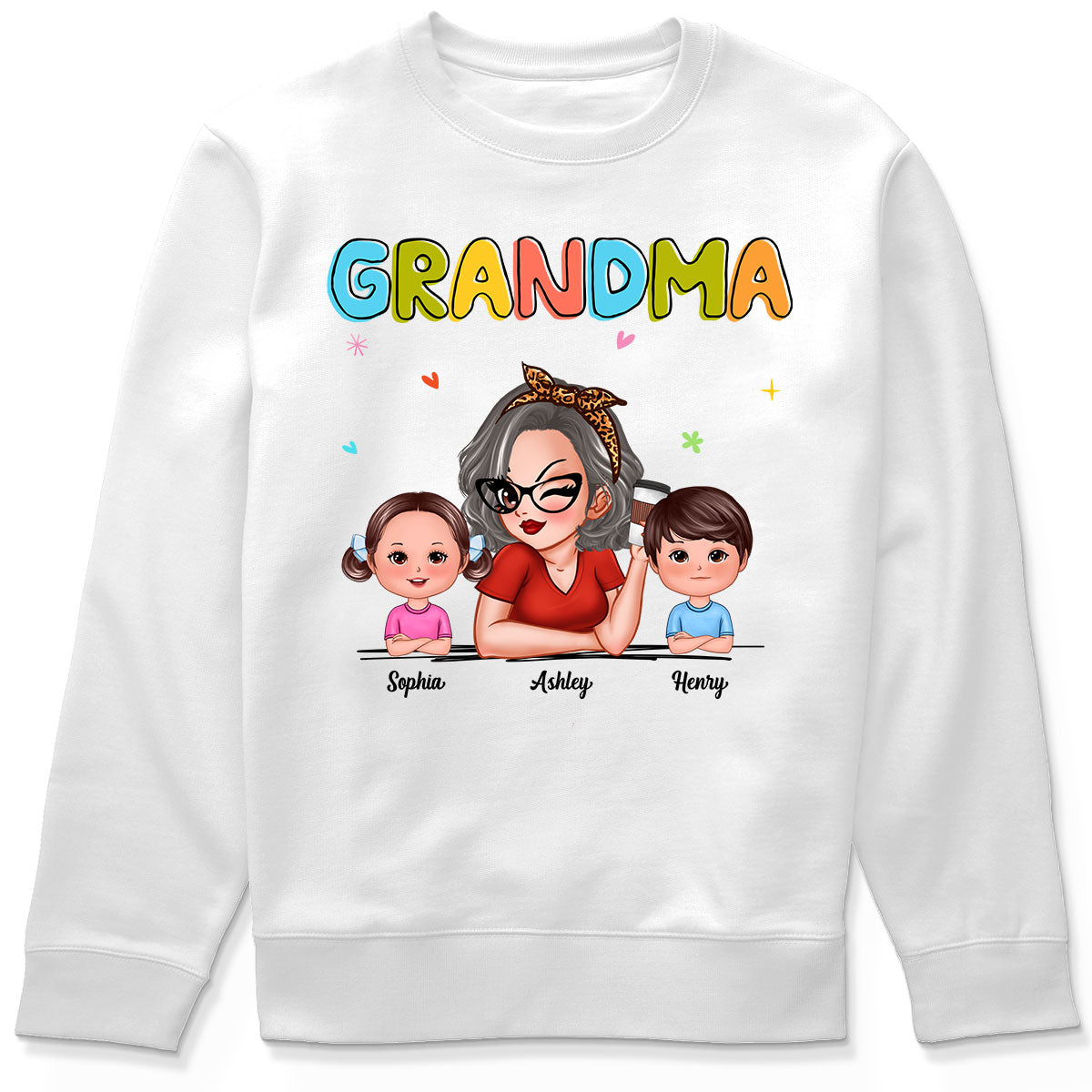 Colorful Beautiful Grandma With Grandkids Personalized Shirt
