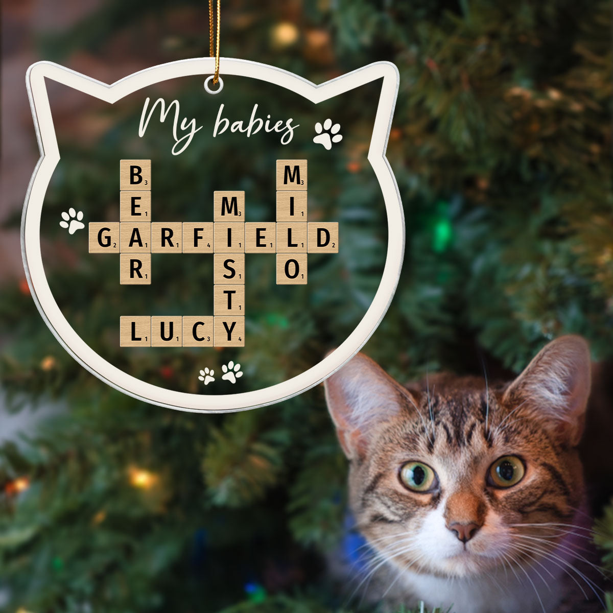My Babies Cats Names Crossword Puzzle Art Personalized Acrylic Ornament