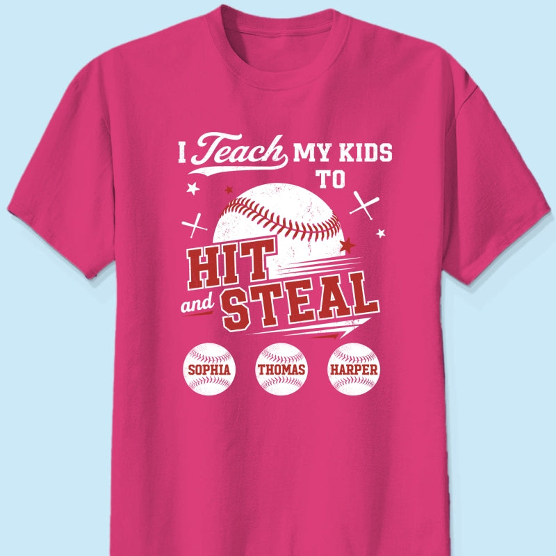 Best Dads Teach Kids To Hit & Steal - Personalized Shirt - Father's Day Gift For Baseball Dad, Husband