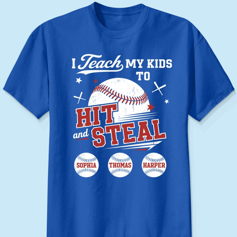 Best Dads Teach Kids To Hit & Steal - Personalized Shirt - Father's Day Gift For Baseball Dad, Husband