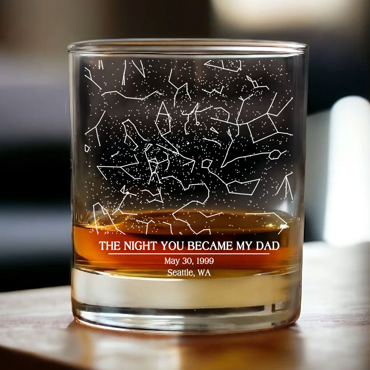 The Day You Became My Dad Custom Star Map by Date Personalized Wine Glass, Father's Day Gift for Dad, Gift for Husband