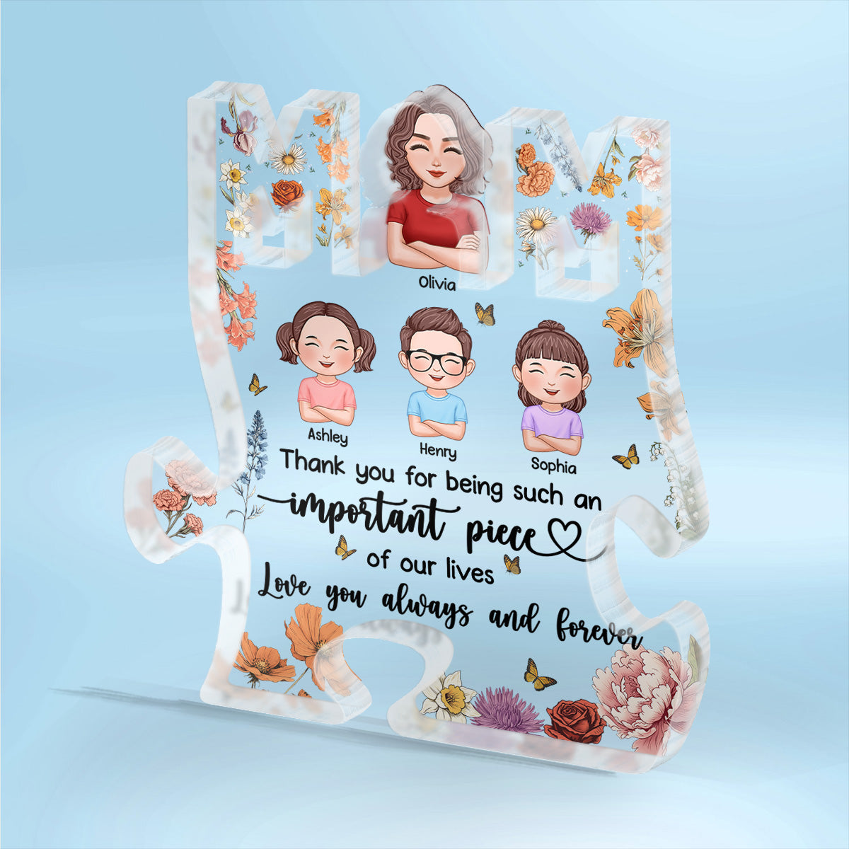 Mom Thank You Puzzle Personalized Acrylic Block Plaque