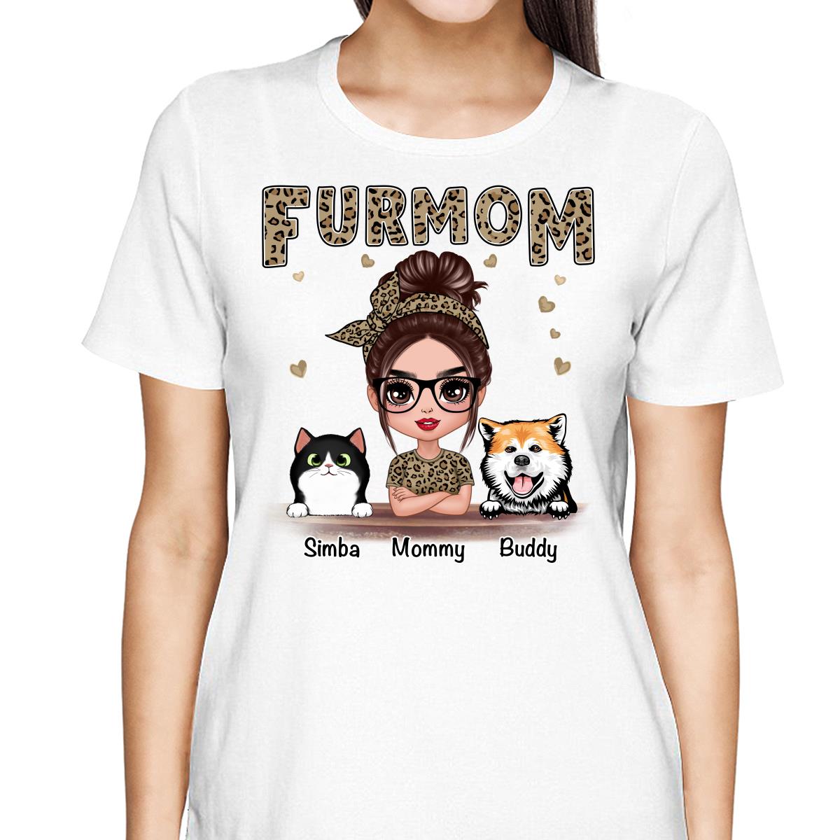 Leopard Shirt Fur Mom Dogs Cats Personalized Shirt