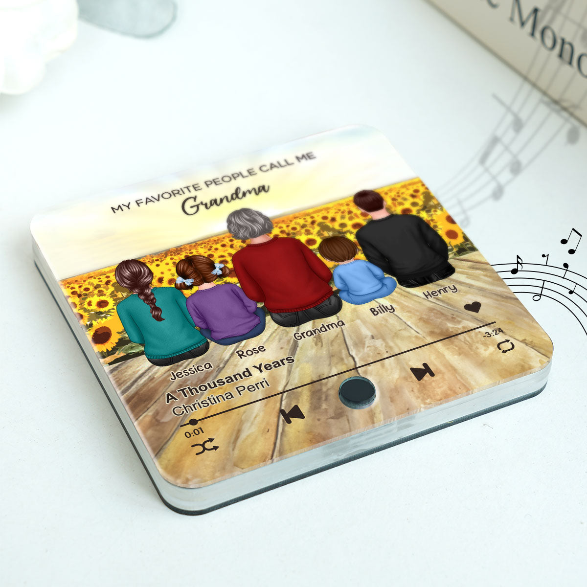 My Favorite People Call Me Nana Sunflower Field Personalized Music Fridge Magnet, Perfect Gift For Nana, Grandma