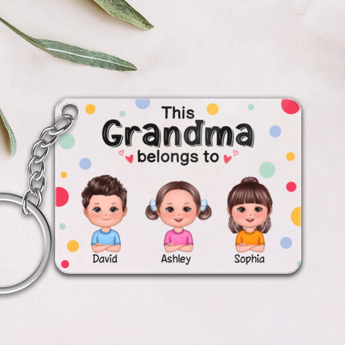 This Grandma Belongs To Cute Doll Kids - Personalized Acrylic Keychain - Gift For Grandma