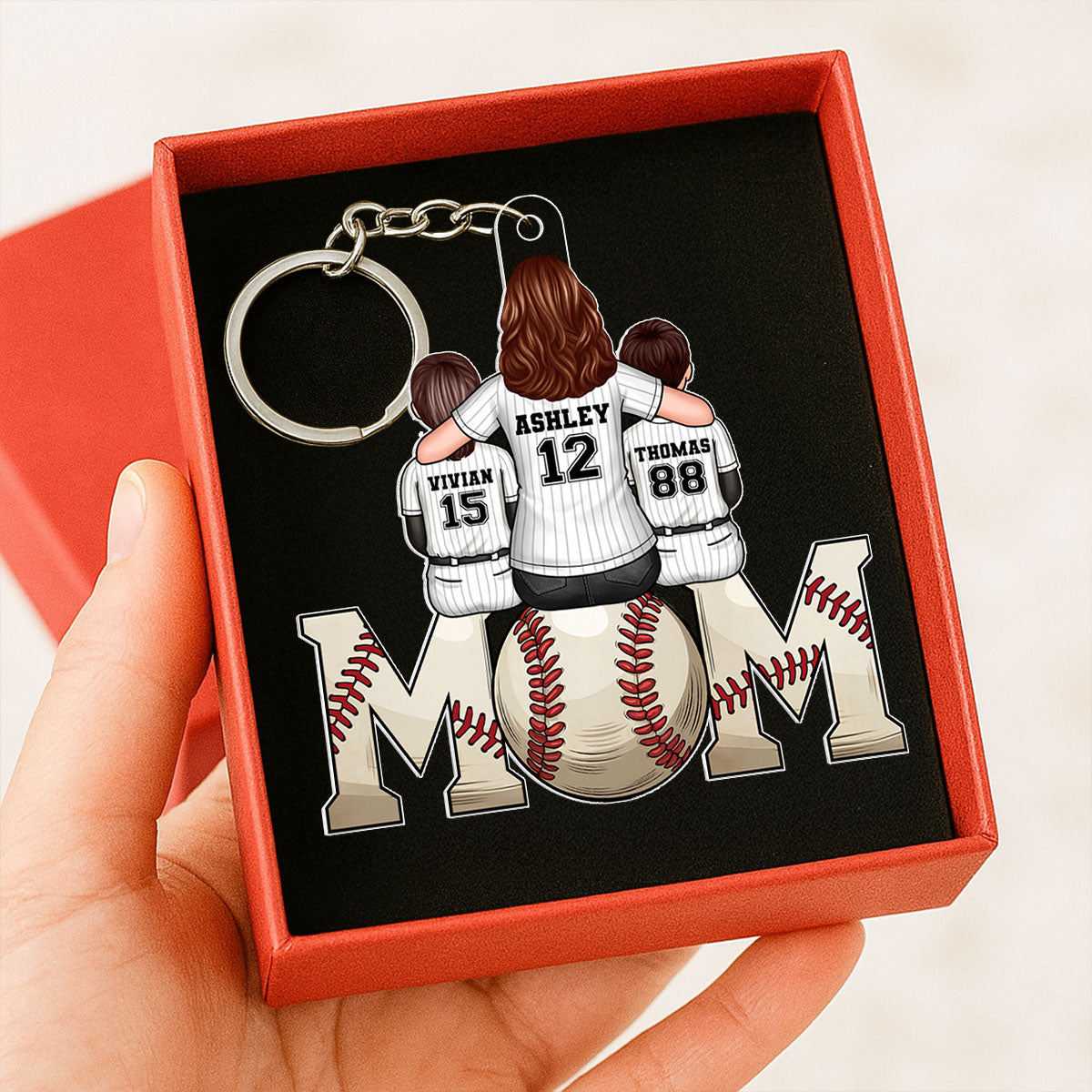 Baseball, Softball Mom And Kids Personalized Acrylic Keychain, Gift