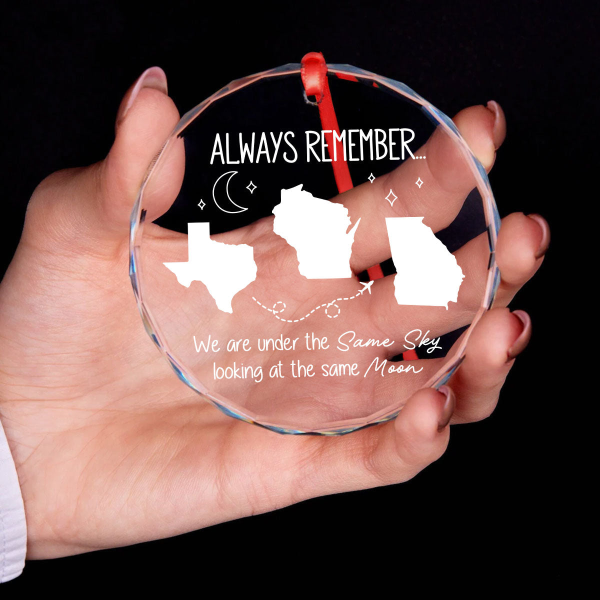 Family Siblings Sisters Besties Long Distance Personalized Glass Ornament, Christmas Gift
