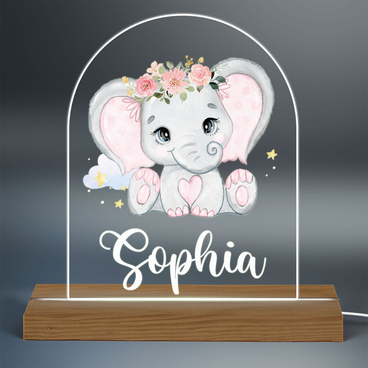 Custom Name Nursery Animal Cloud Stars Baby Nursery Decor Personalized LED Night Light