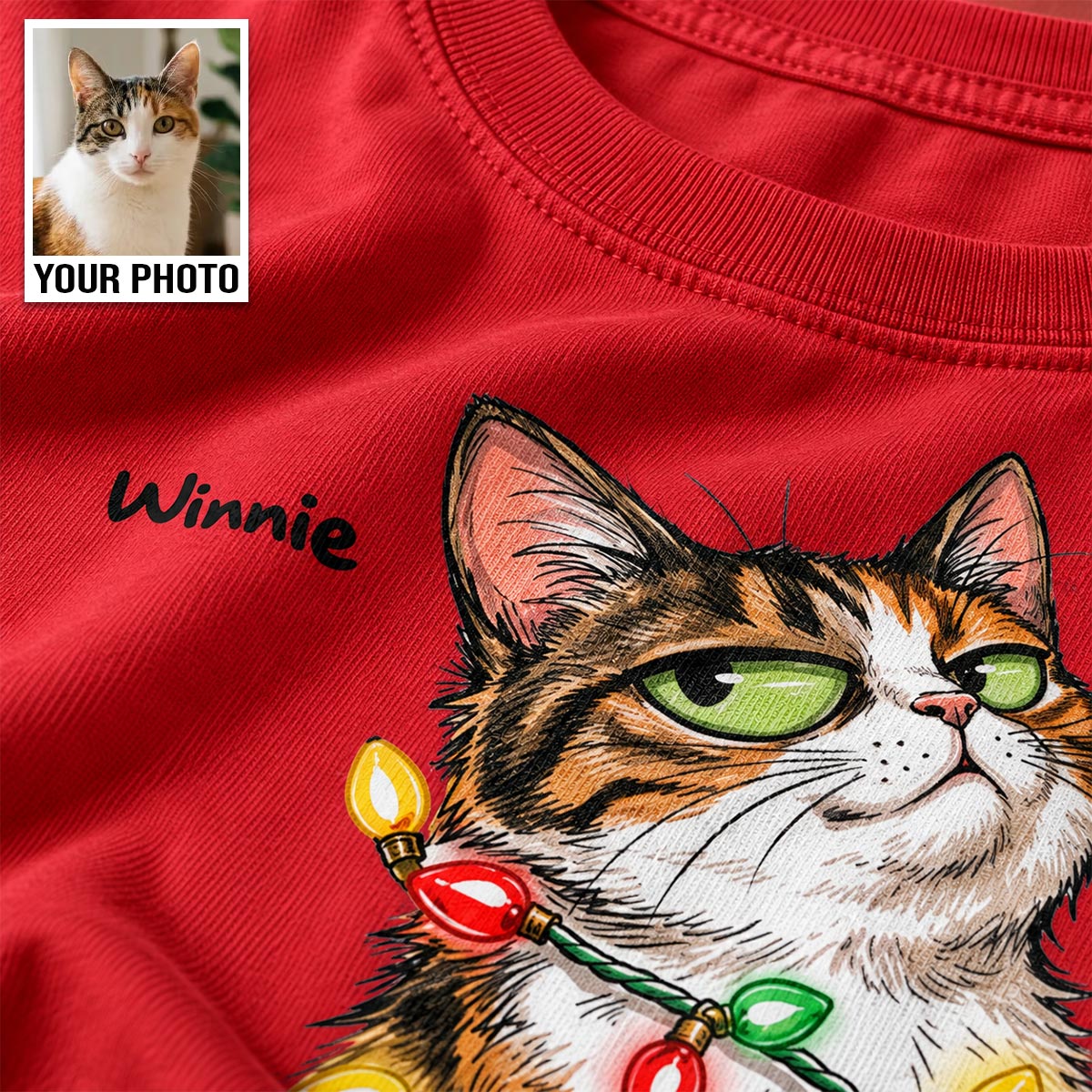 Custom Pet Portrait Bossy Cat Upload Your Photo - Personalized Shirt - Funny Christmas Gift For Cat Lover