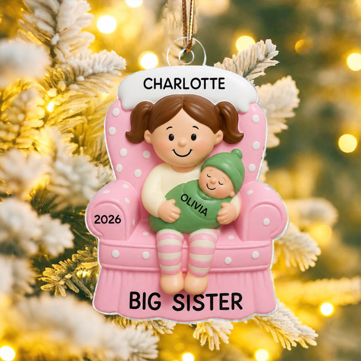 Proud New Big Sister Big Brother - Personalized Acrylic Ornament - New Big Brother, New Big Sister, New Sibling Christmas Gift