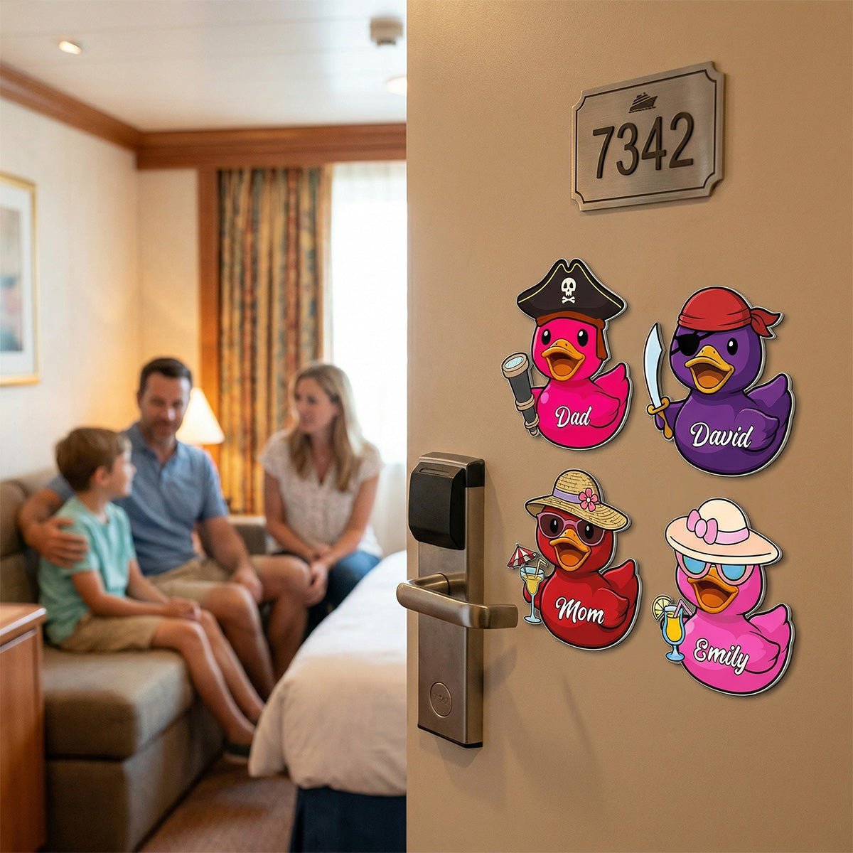 Family Cruise Duck Custom Name - Personalized Cruise Ship Door Magnet - Cruise Trip Decoration
