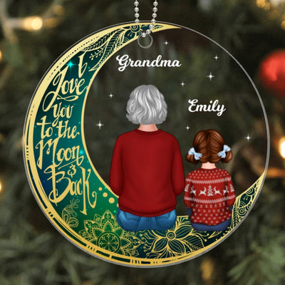 Green Sky Moon Grandma Grandkids Personalized Acrylic Ornament