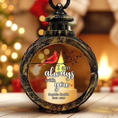 Always With You Cardinal On Branch Memorial Keepsake Personalized Lantern Ornament