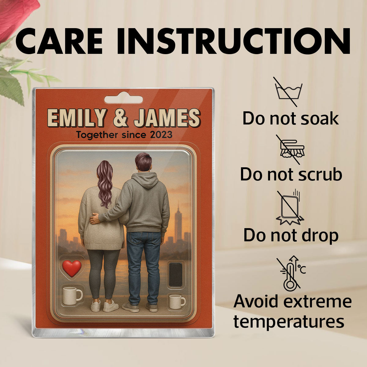 Couple Action Figures Realistic Figures Style Personalized Acrylic Block Plaque