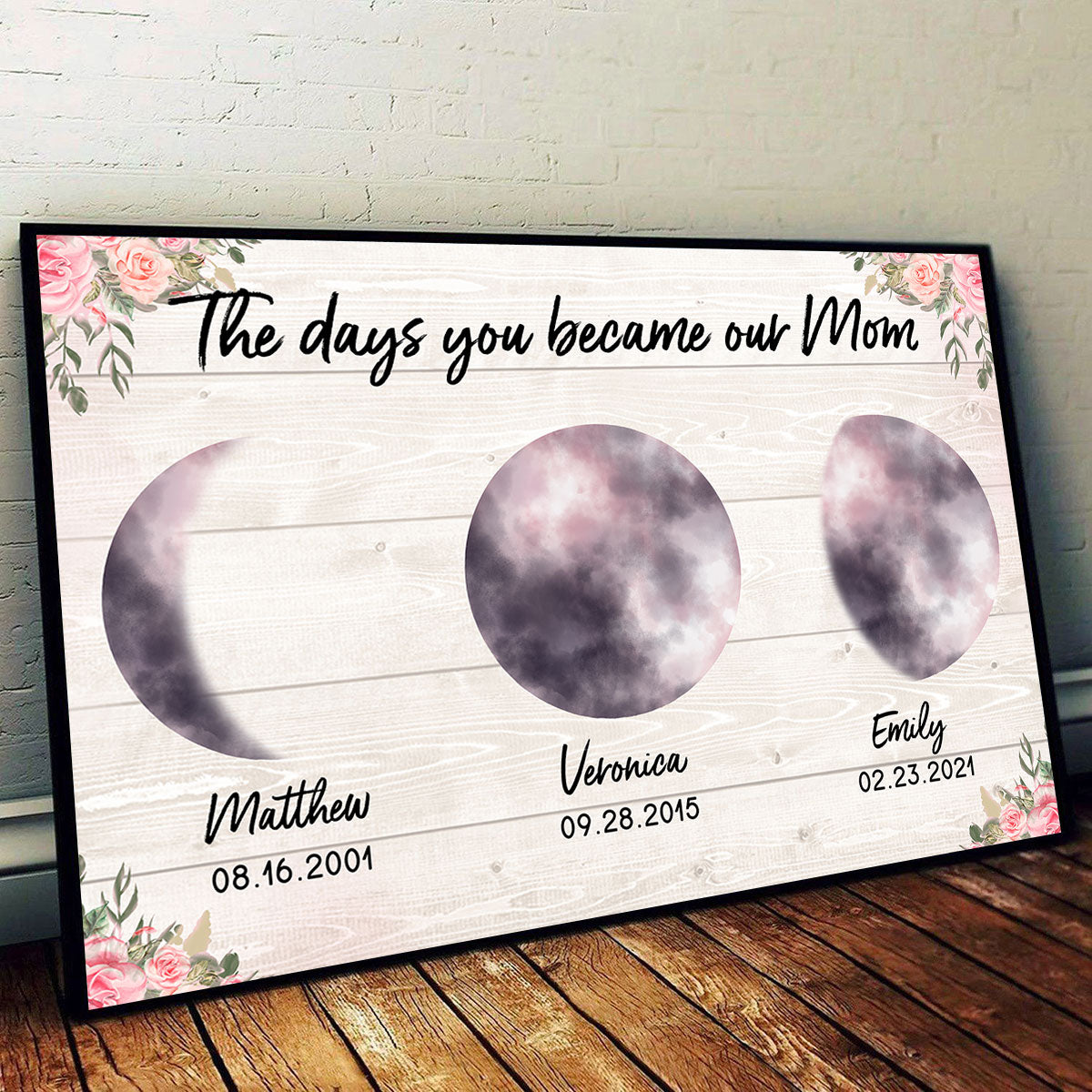 Custom Colorful Birth Moon Phase The Day You Become My Mom Grandma Personalized Poster, Gift