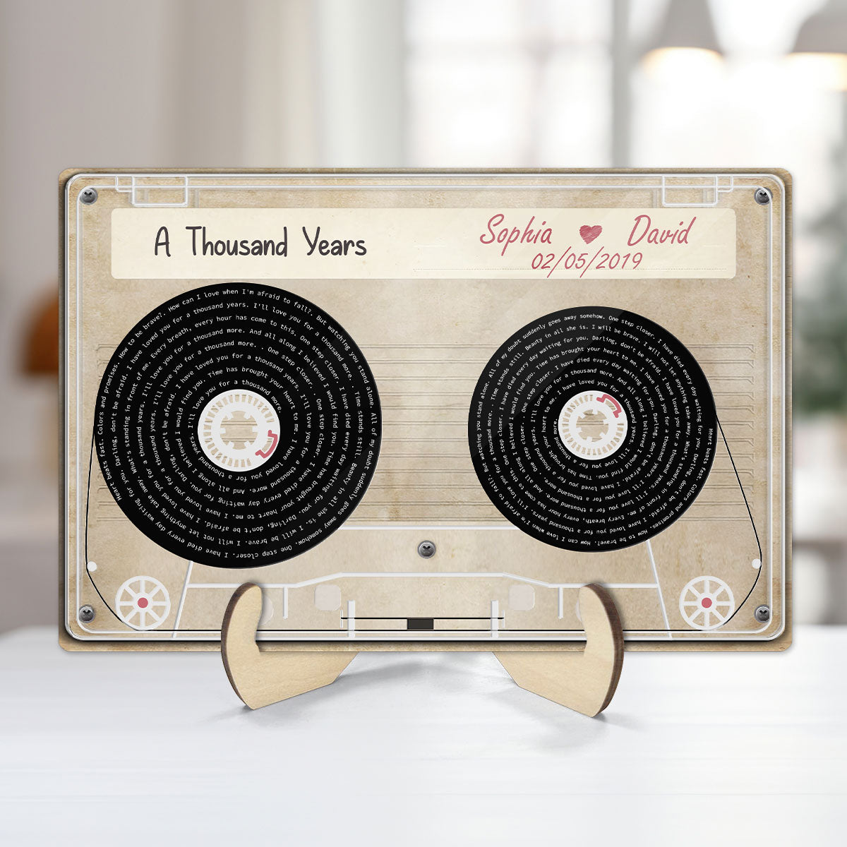 Couple Favorite Song Lyrics Cassette Tape Valentine's Day, Wedding, Anniversary, Unique Gift for Him or Her Personalized 2-Layer Plaque
